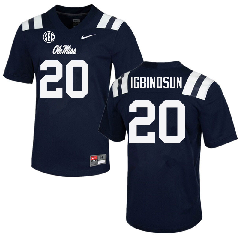 Men #20 Davison Igbinosun Ole Miss Rebels College Football Jerseys Sale-Navy